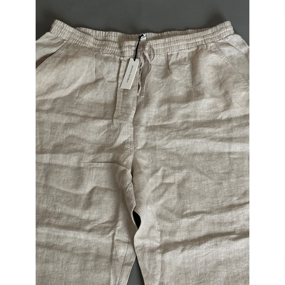 Banana Republic Women's Beige Linen Pull On Ankle Pants Leg Size XL 713472